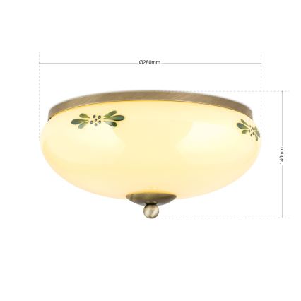 Loftlampe LANDHAUS 2xE27/60W/230V Ø 28 cm bronze/beige/grøn