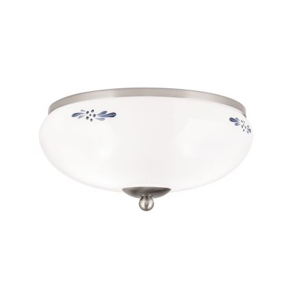 Loftlampe LANDHAUS 2xE27/60W/230V Ø 28 cm mat krom/hvid/blå