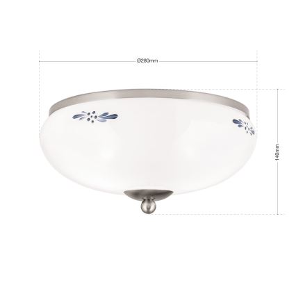 Loftlampe LANDHAUS 2xE27/60W/230V Ø 28 cm mat krom/hvid/blå