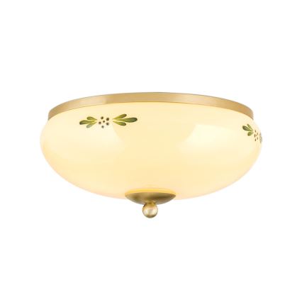 Loftlampe LANDHAUS 2xE27/60W/230V Ø 28 cm messing/beige/grøn