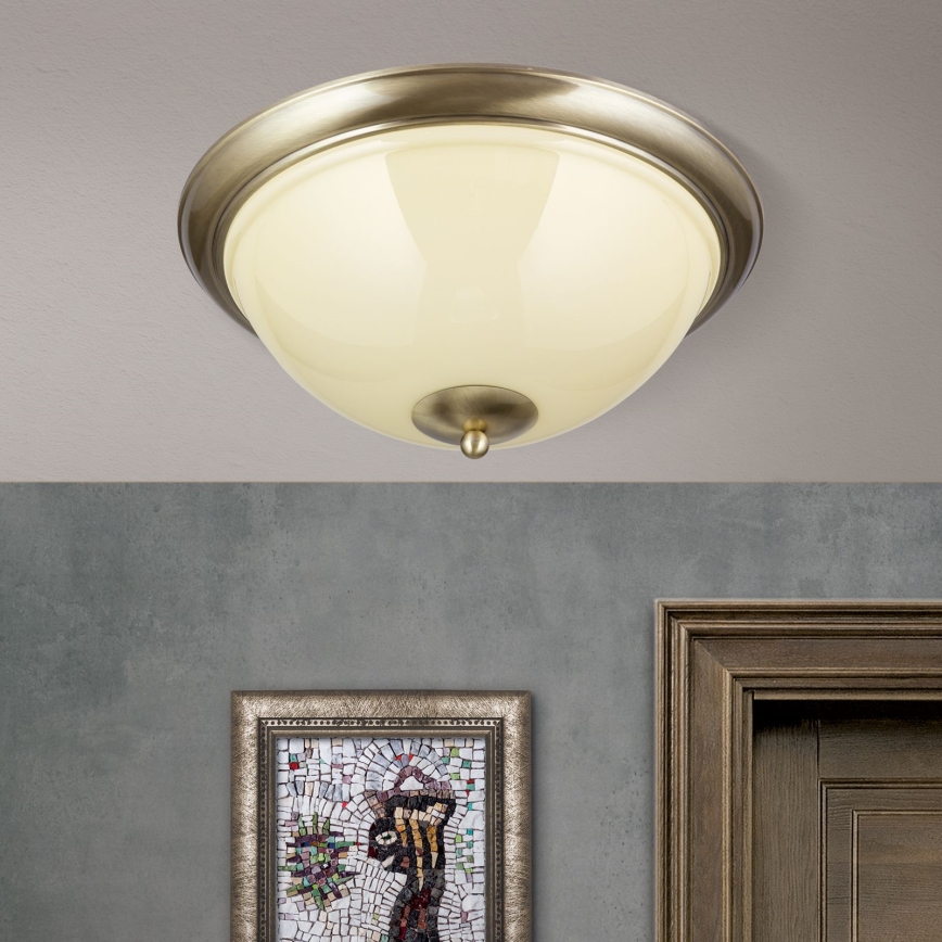 Loftlampe AUSTRIAN OLD LAMP 3xE27/60W/230V diameter 50 cm bronze/beige