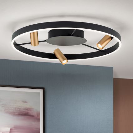 LED loftlampe dæmpbar BERLIN LED/50W/230V sort/guldfarvet