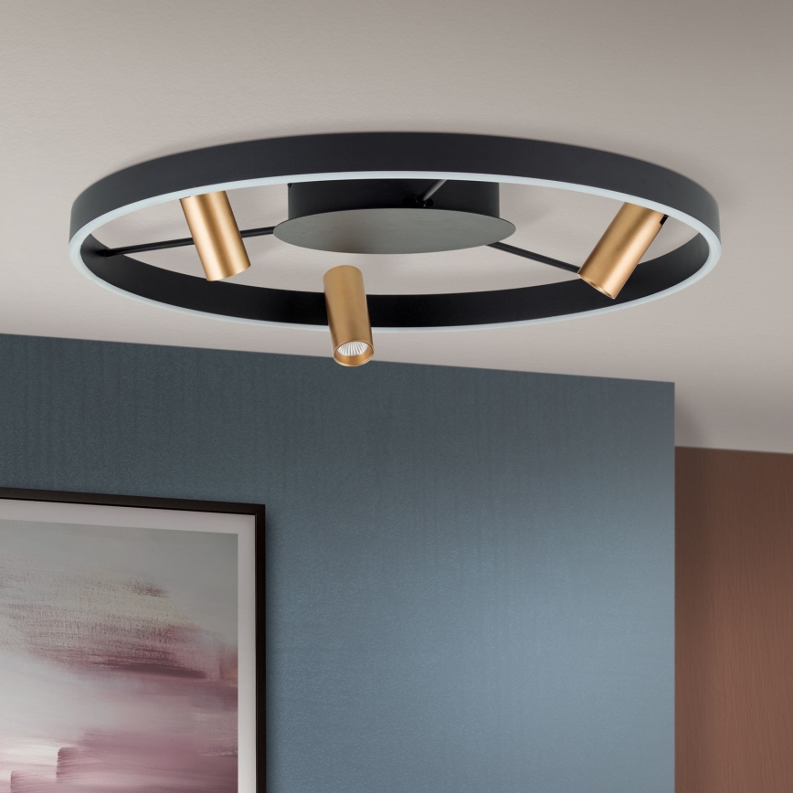 LED loftlampe dæmpbar BERLIN LED/50W/230V sort/guldfarvet