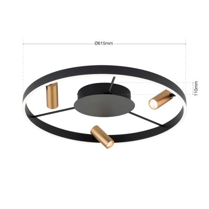 LED loftlampe dæmpbar BERLIN LED/50W/230V sort/guldfarvet