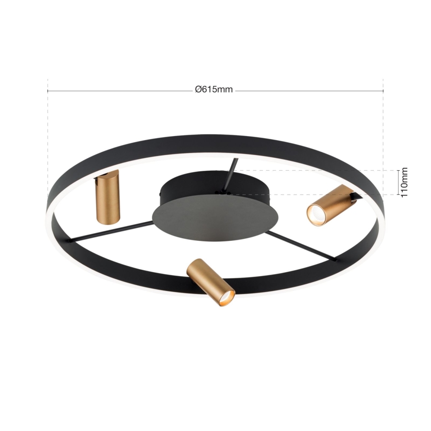 LED loftlampe dæmpbar BERLIN LED/50W/230V sort/guldfarvet