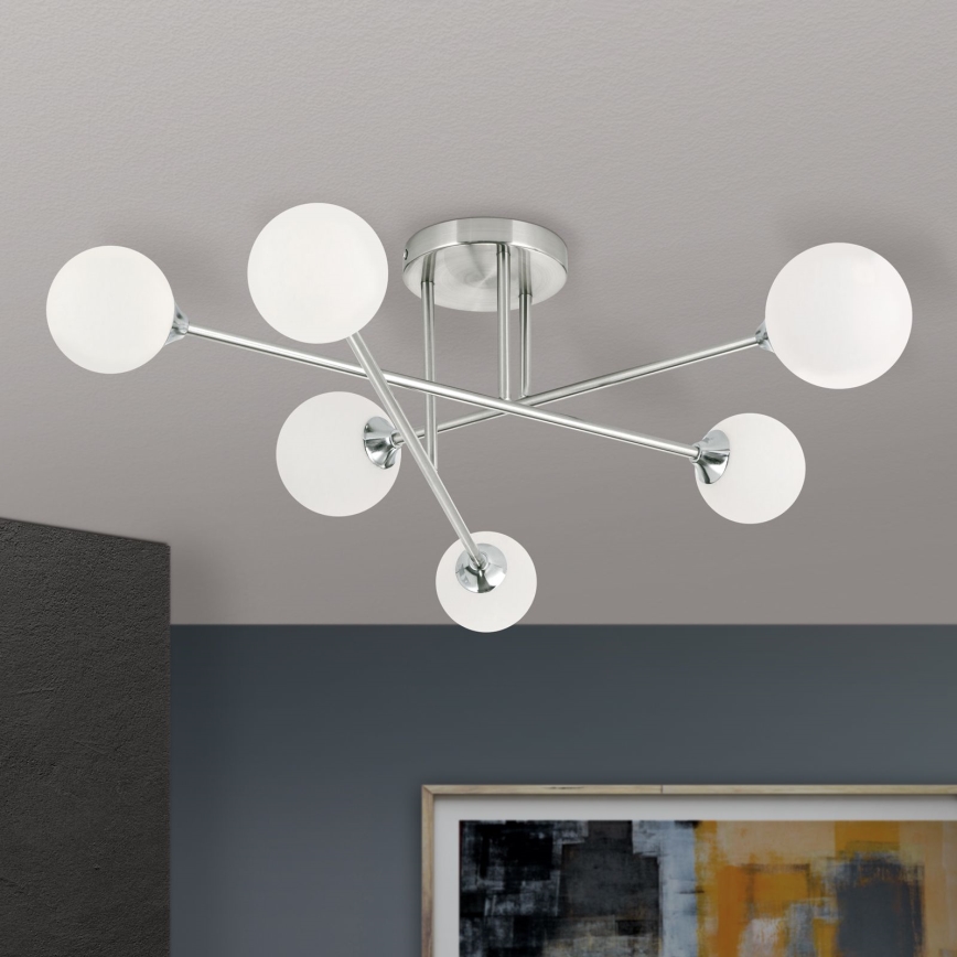 Loftlampe SNOWWHITE 6xG9/20W/230V diameter 84 cm mat krom