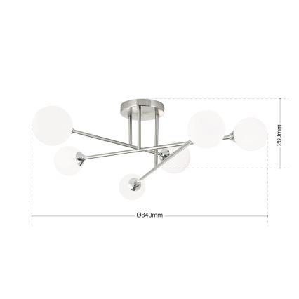 Loftlampe SNOWWHITE 6xG9/20W/230V diameter 84 cm mat krom