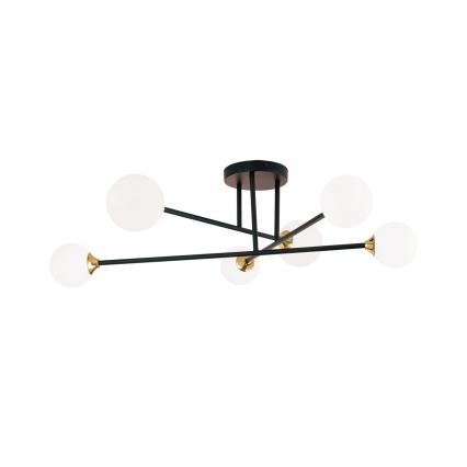 Loftlampe SNOWWHITE 6xG9/20W/230V diameter 84 cm sort/guldfarvet
