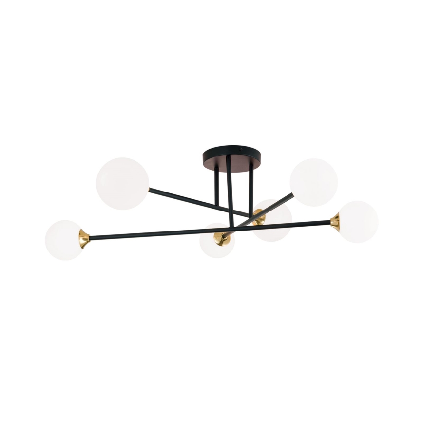 Loftlampe SNOWWHITE 6xG9/20W/230V diameter 84 cm sort/guldfarvet