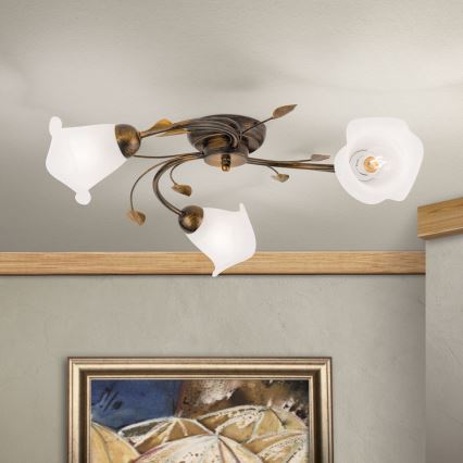 Loftlampe SISI 3xE14/40W/230V diameter 60 cm bronze/patina