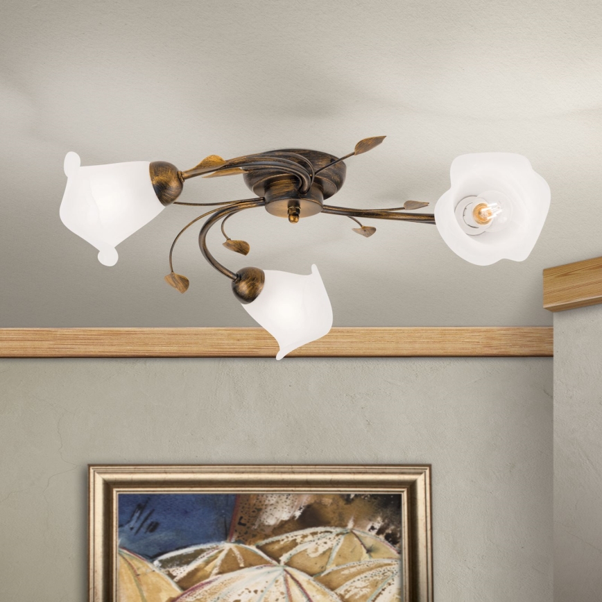 Loftlampe SISI 3xE14/40W/230V diameter 60 cm bronze/patina