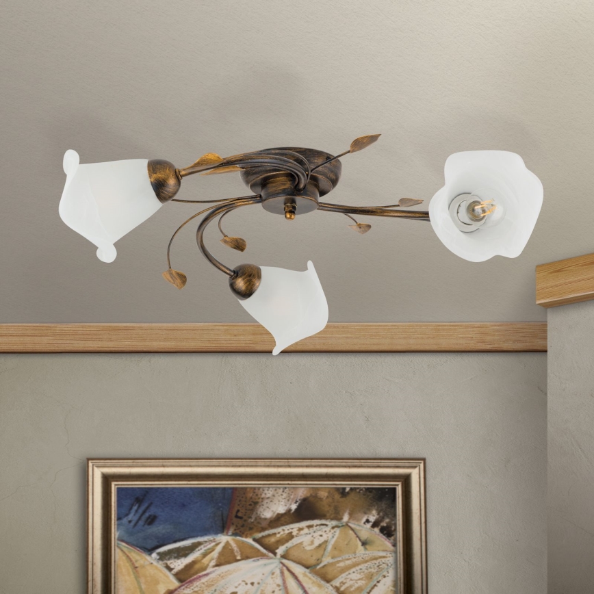 Loftlampe SISI 3xE14/40W/230V diameter 60 cm bronze/patina