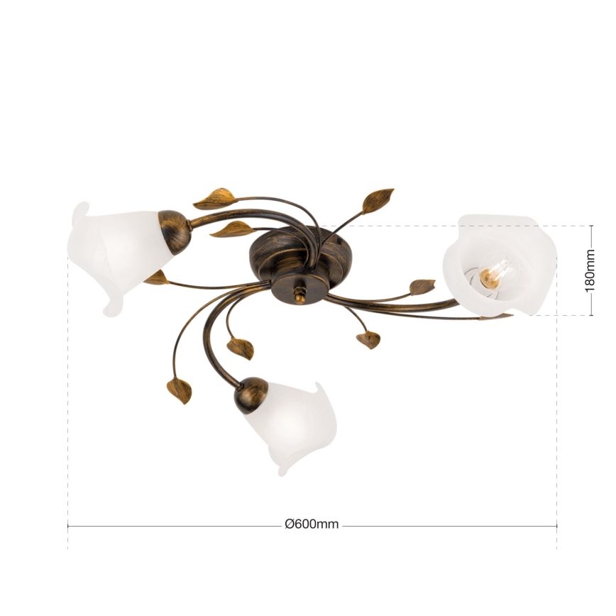 Loftlampe SISI 3xE14/40W/230V diameter 60 cm bronze/patina