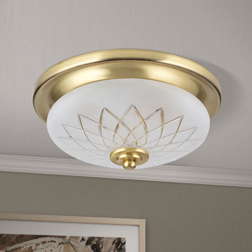 Loftlampe PORTO 1xE27/40W/230V diameter 26 cm guldfarvet