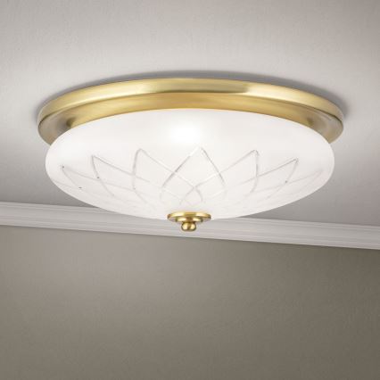 Loftlampe PORTO 2xE27/40W/230V diameter 37 cm guldfarvet