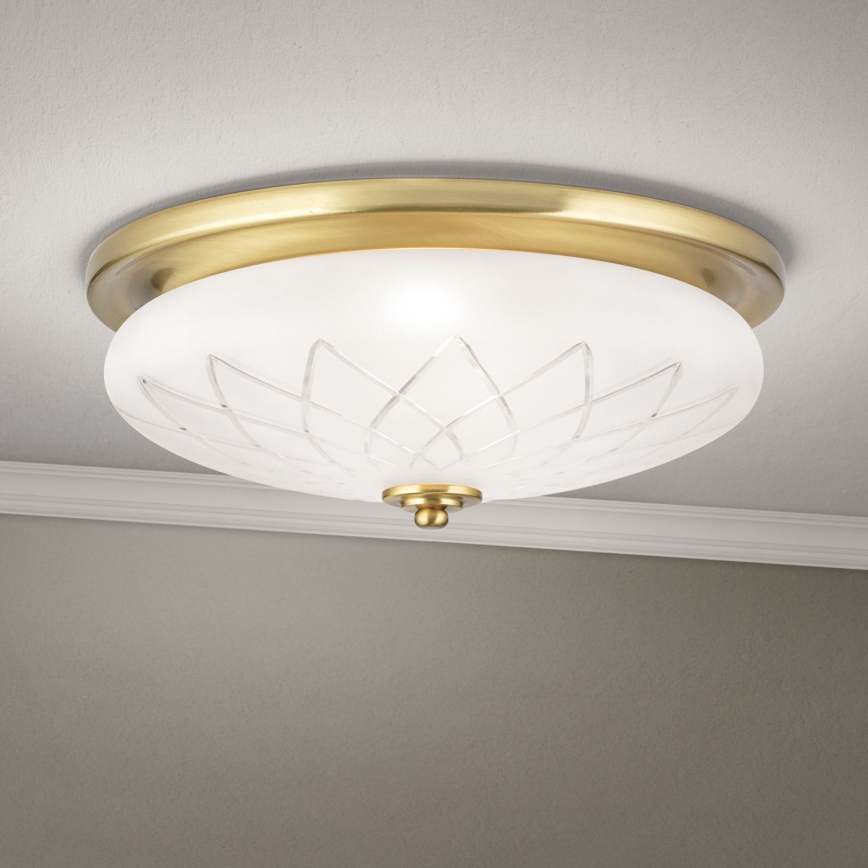 Loftlampe PORTO 2xE27/40W/230V diameter 37 cm guldfarvet