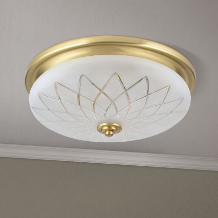 Loftlampe PORTO 2xE27/40W/230V diameter 37 cm guldfarvet