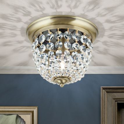 Loftlampe i krystal PLAFOND 1xE27/40W/230V diameter 26 cm bronze