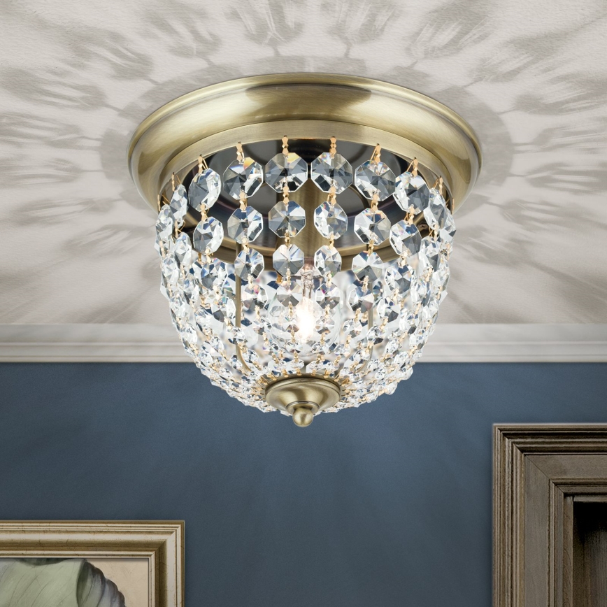 Loftlampe i krystal PLAFOND 1xE27/40W/230V diameter 26 cm bronze