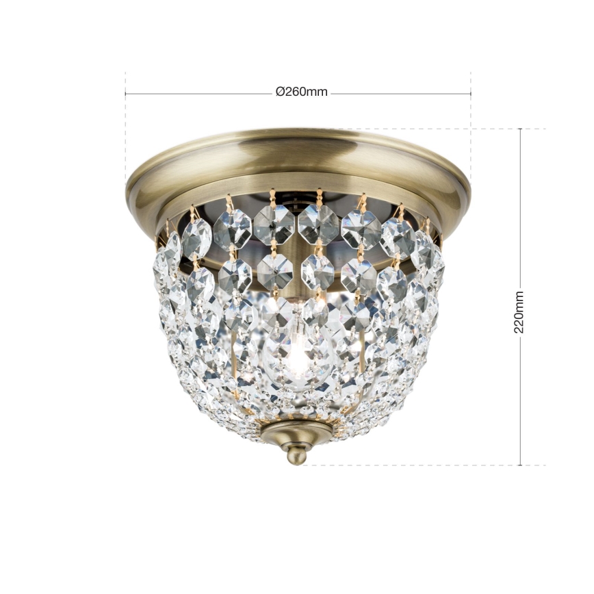 Loftlampe i krystal PLAFOND 1xE27/40W/230V diameter 26 cm bronze
