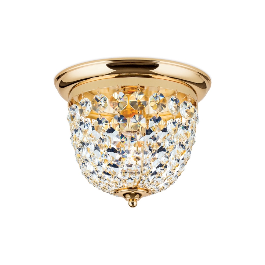 Loftlampe i krystal PLAFOND 1xE27/40W/230V diameter 26 cm guldfarvet