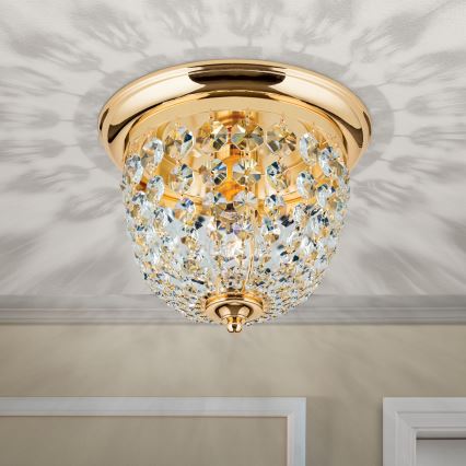 Loftlampe i krystal PLAFOND 1xE27/40W/230V diameter 26 cm guldfarvet