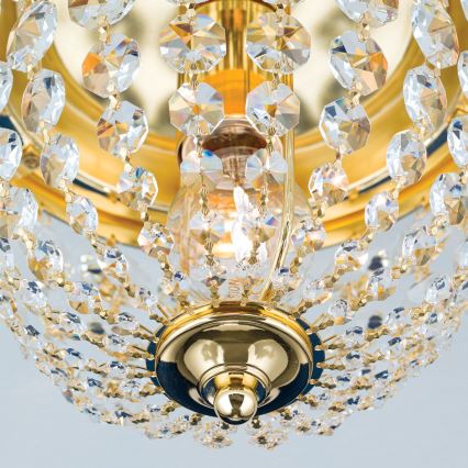 Loftlampe i krystal PLAFOND 1xE27/40W/230V diameter 26 cm guldfarvet
