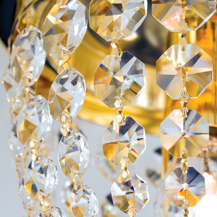 Loftlampe i krystal PLAFOND 1xE27/40W/230V diameter 26 cm guldfarvet