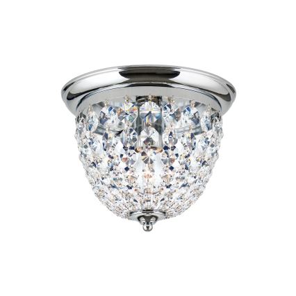 Loftlampe i krystal PLAFOND 1xE27/40W/230V diameter 26 cm skinnende krom