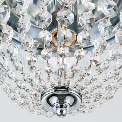 Loftlampe i krystal PLAFOND 1xE27/40W/230V diameter 26 cm skinnende krom
