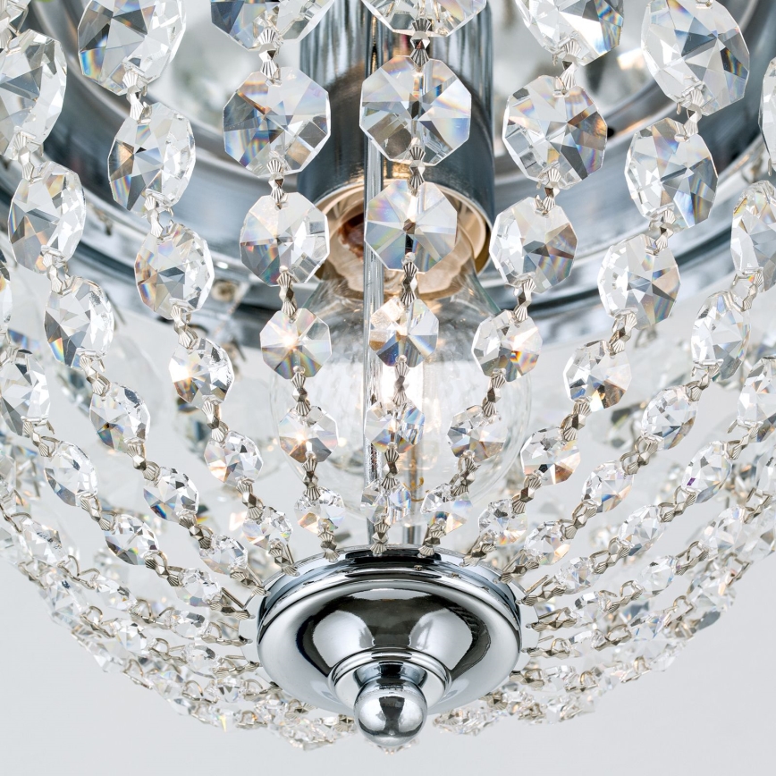 Loftlampe i krystal PLAFOND 1xE27/40W/230V diameter 26 cm skinnende krom