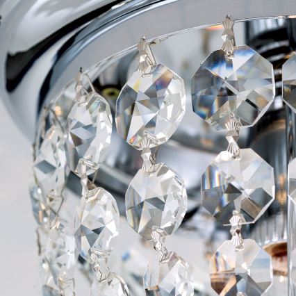 Loftlampe i krystal PLAFOND 1xE27/40W/230V diameter 26 cm skinnende krom