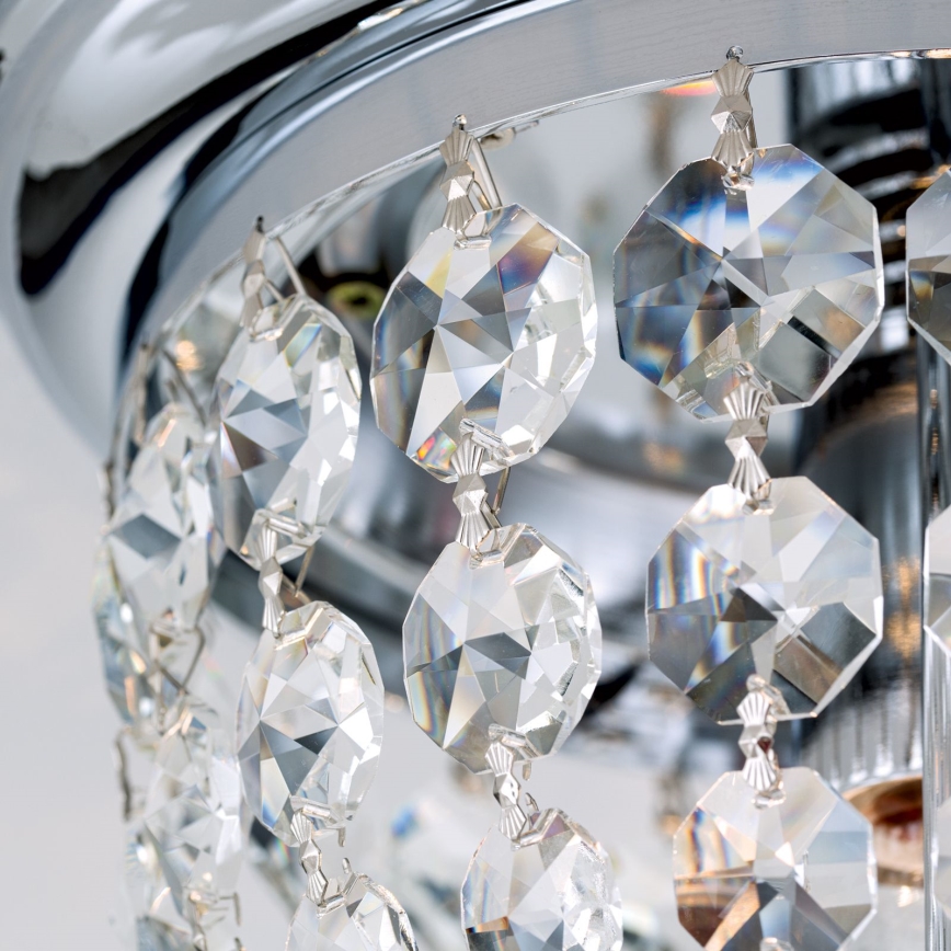 Loftlampe i krystal PLAFOND 1xE27/40W/230V diameter 26 cm skinnende krom