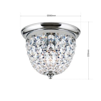 Loftlampe i krystal PLAFOND 1xE27/40W/230V diameter 26 cm skinnende krom