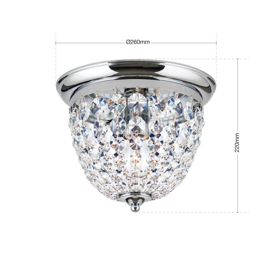 Loftlampe i krystal PLAFOND 1xE27/40W/230V diameter 26 cm skinnende krom