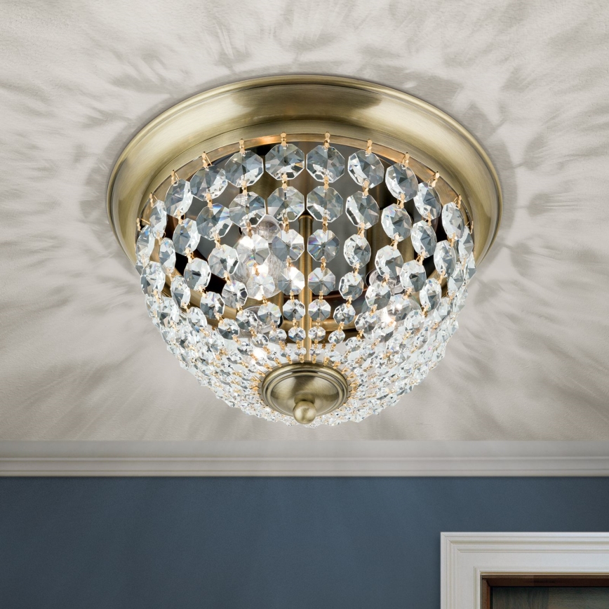 Loftlampe i krystal PLAFOND 3xE27/40W/230V diameter 35 cm bronze