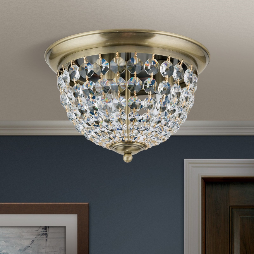 Loftlampe i krystal PLAFOND 3xE27/40W/230V diameter 35 cm bronze