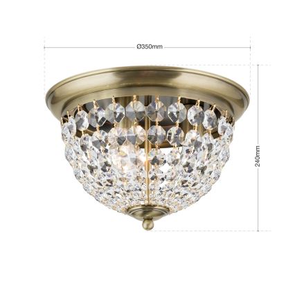 Loftlampe i krystal PLAFOND 3xE27/40W/230V diameter 35 cm bronze