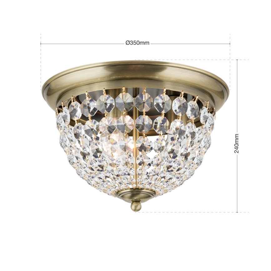 Loftlampe i krystal PLAFOND 3xE27/40W/230V diameter 35 cm bronze