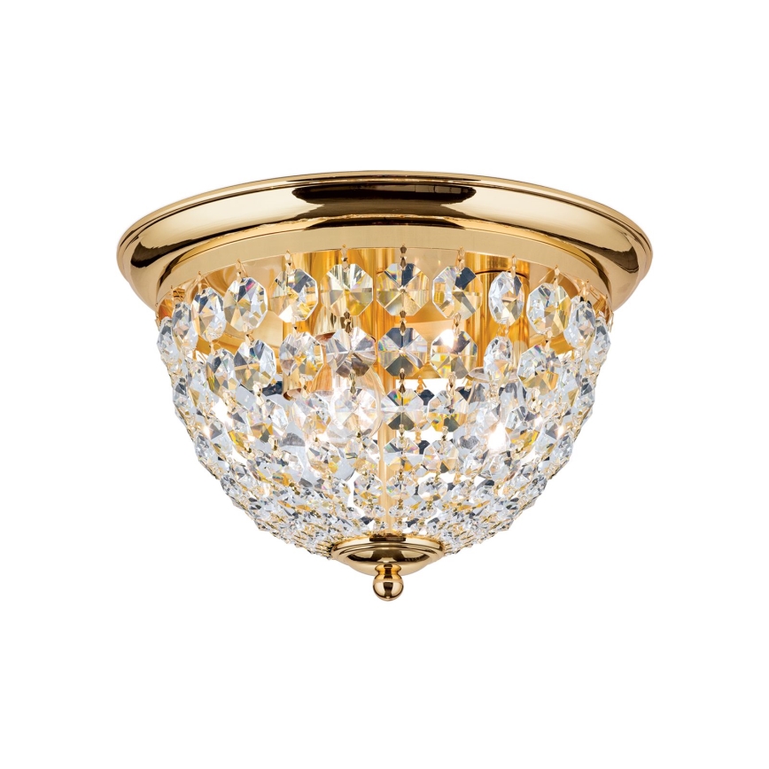 Loftlampe i krystal PLAFOND 3xE27/40W/230V diameter 35 cm guldfarvet