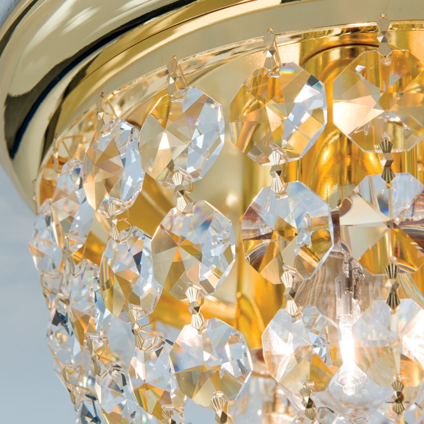 Loftlampe i krystal PLAFOND 3xE27/40W/230V diameter 35 cm guldfarvet