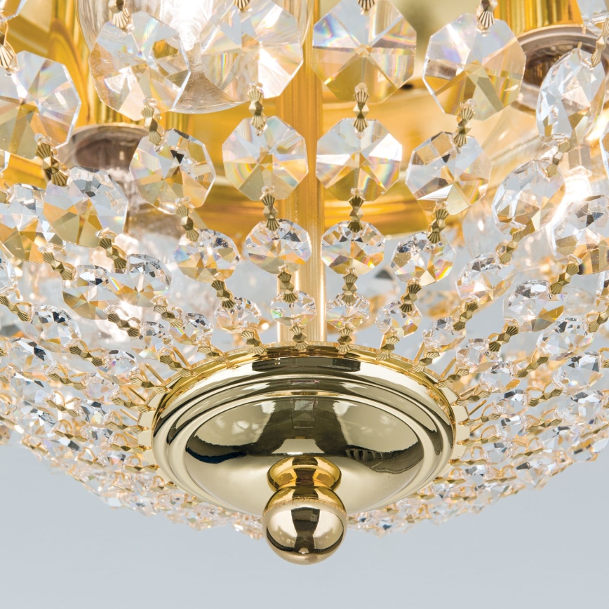 Loftlampe i krystal PLAFOND 3xE27/40W/230V diameter 35 cm guldfarvet