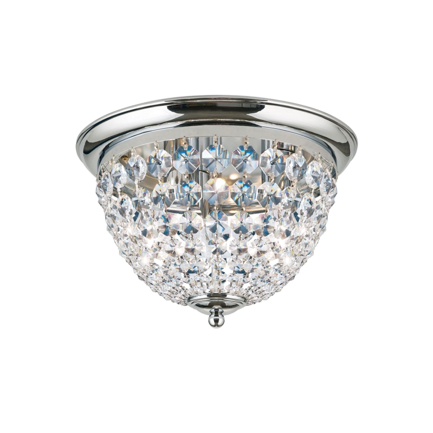 Loftlampe i krystal PLAFOND 3xE27/40W/230V diameter 35 cm skinnende krom