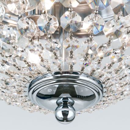 Loftlampe i krystal PLAFOND 3xE27/40W/230V diameter 35 cm skinnende krom
