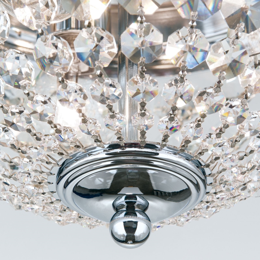Loftlampe i krystal PLAFOND 3xE27/40W/230V diameter 35 cm skinnende krom