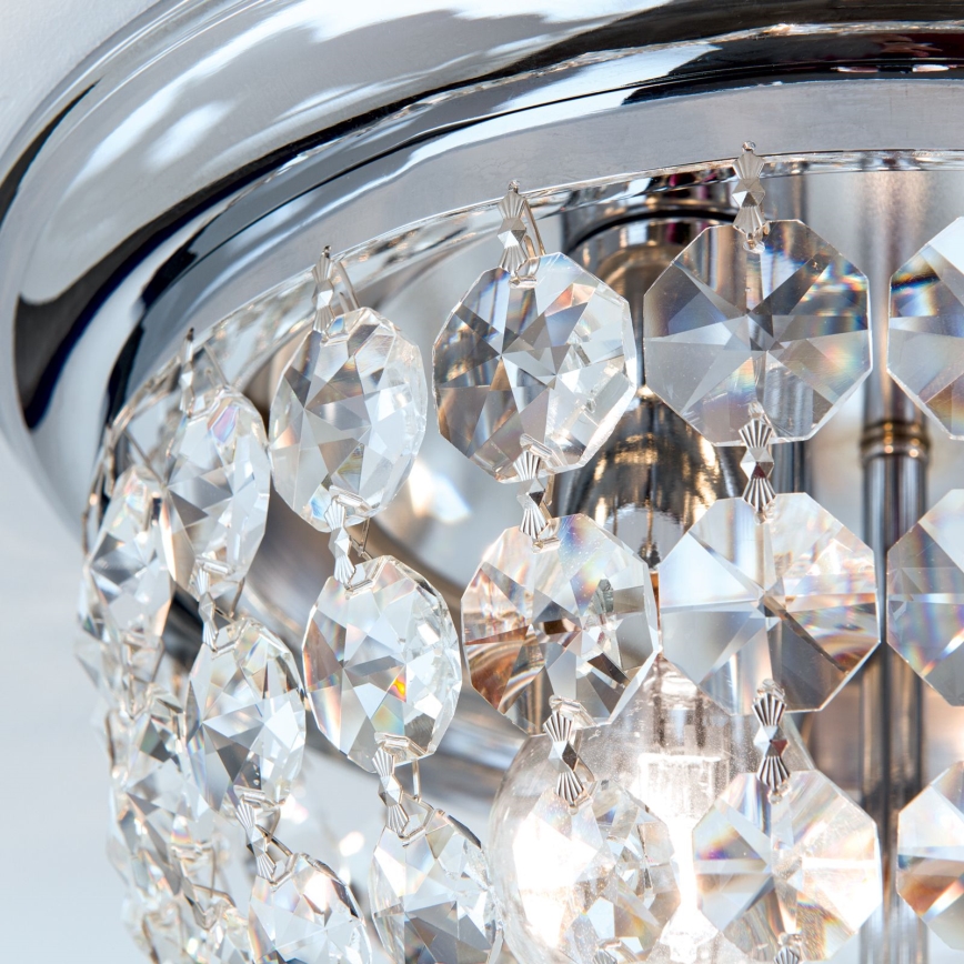 Loftlampe i krystal PLAFOND 3xE27/40W/230V diameter 35 cm skinnende krom