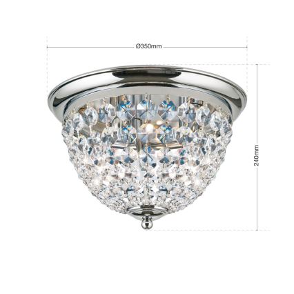 Loftlampe i krystal PLAFOND 3xE27/40W/230V diameter 35 cm skinnende krom