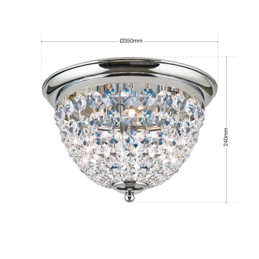 Loftlampe i krystal PLAFOND 3xE27/40W/230V diameter 35 cm skinnende krom