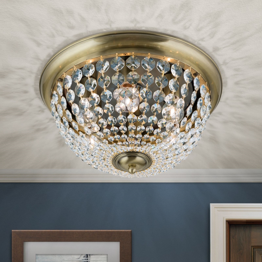 Loftlampe i krystal PLAFOND 6xE27/40W/230V diameter 47 cm bronze