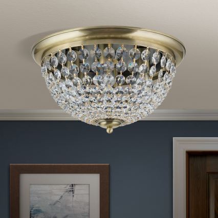 Loftlampe i krystal PLAFOND 6xE27/40W/230V diameter 47 cm bronze
